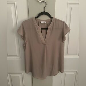 Calvin Klein Women’s Short Sleeve Light Taupe Blouse